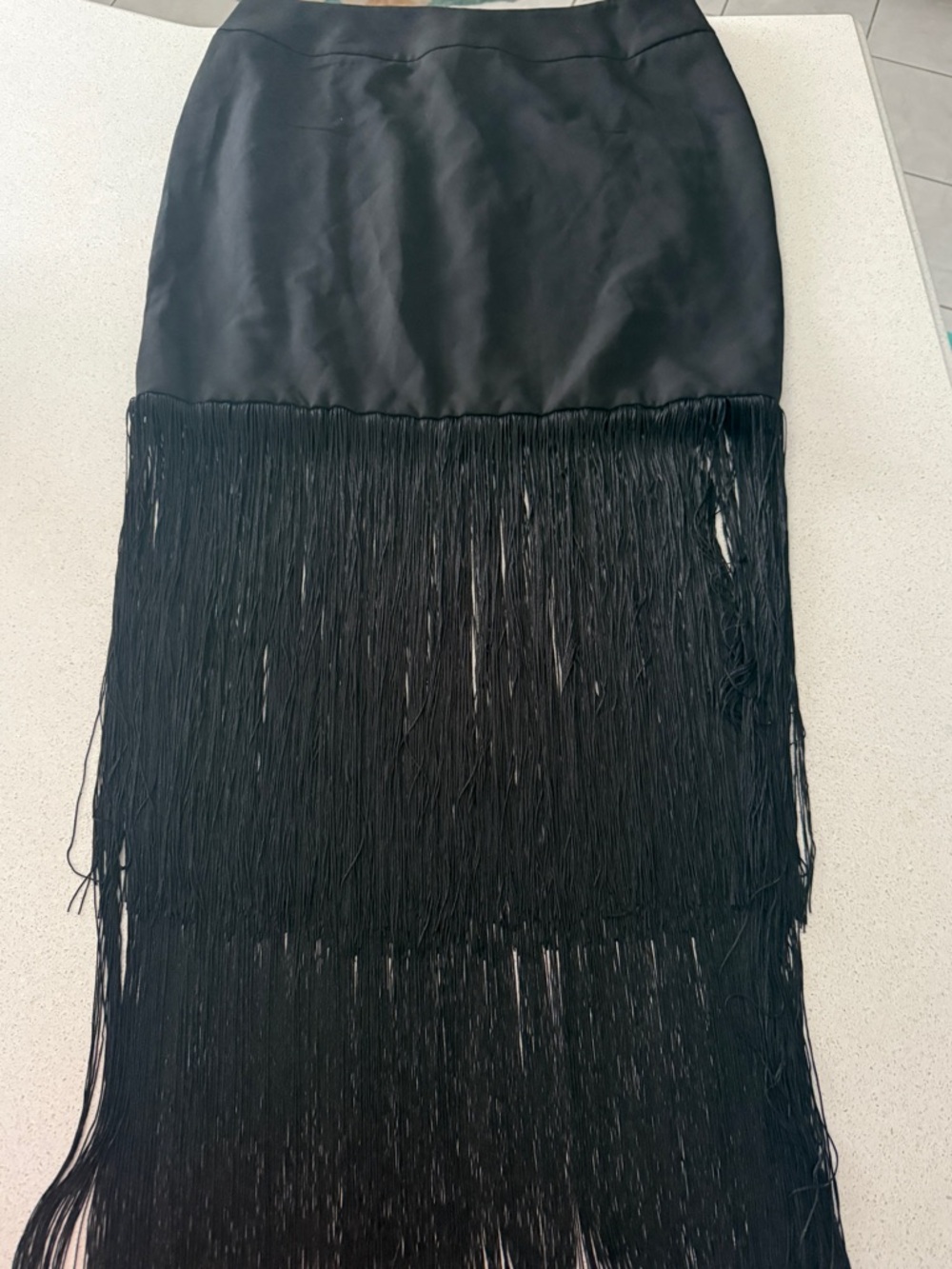 New York & Company Black Maxi Fringe Skirt